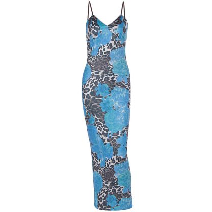 Slim-fit Contrast Colors Backless Sling Dress - Image 5