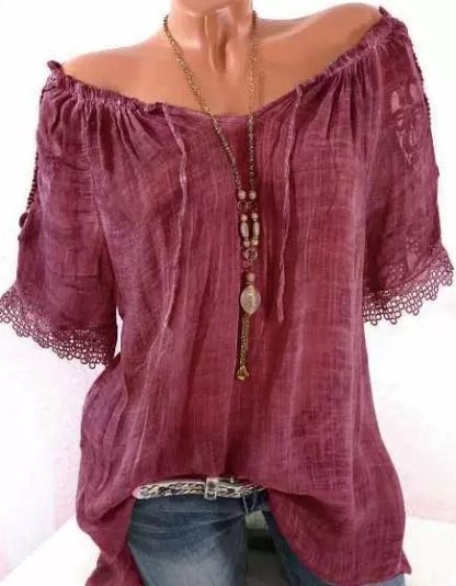 Ladies' Lace Short-sleeved Top - Image 2
