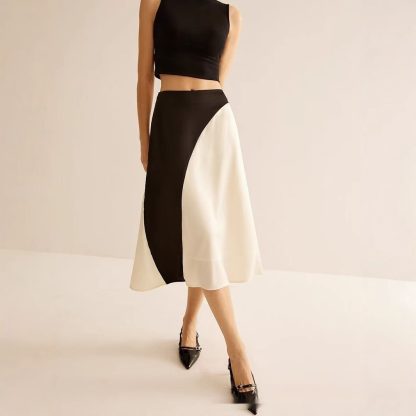 Color Contrast Patchwork Leisure Women's Skirt - Image 2