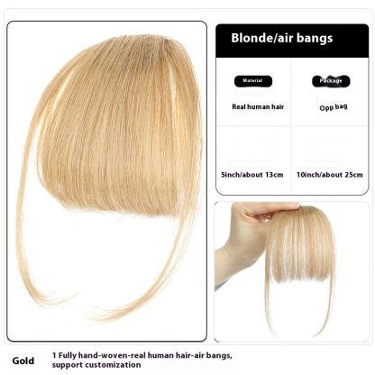 Women's Air Natural Forehead Invisible Seamless Hair-free Seam Full Real Bangs Wig Set - Image 8