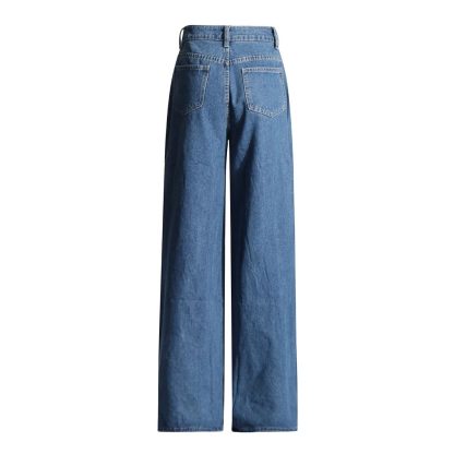 High Waist Hollowed Heart Shape Wide Leg Jeans - Image 5
