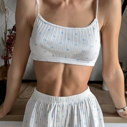 Knitted Heart Printing Comfortable Pajamas Women's Underwear - Image 4