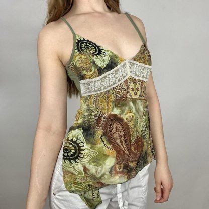 Vintage Printed Small Vest Sling Top - Image 2