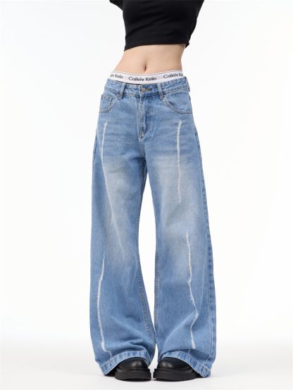 Female American Retro Personalized Split Wide Leg Pants - Image 4