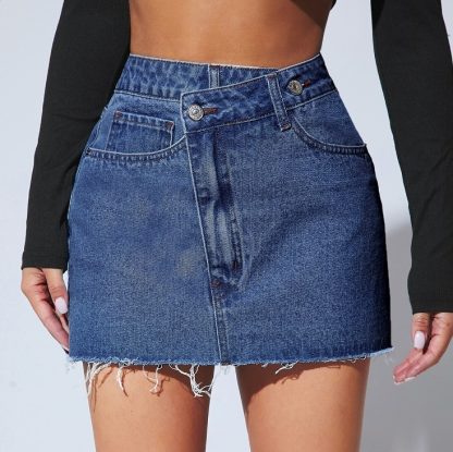 Short Fashion Irregular Denim Short Skirt - Image 7