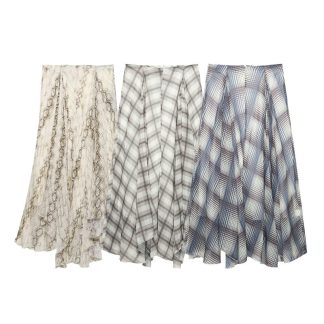 Spring And Summer European And American Style Snake Print Wide Hem Midi Skirt