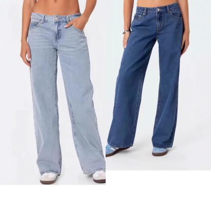 European And American Hot Girl Fashionable Simple Low Waist Wide Leg Jeans - Image 2