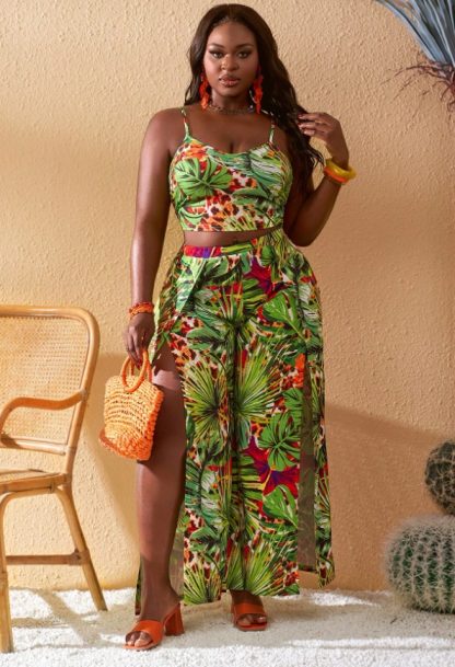 Plus Size Vacation Print Short Sets - Image 5