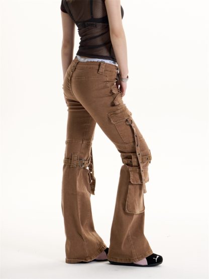 Retro Hot Girl Brown Cargo Jeans Women - Image 5