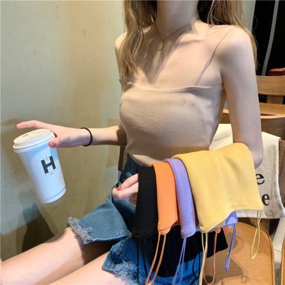 Knitted Spaghetti Straps Outerwear Slimming Inner Vest - Image 3