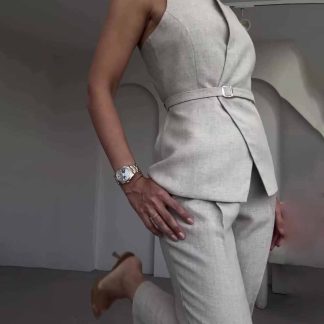 Linen Sleeveless  Top & Cropped Pants Set