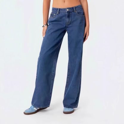 European And American Hot Girl Fashionable Simple Low Waist Wide Leg Jeans - Image 5