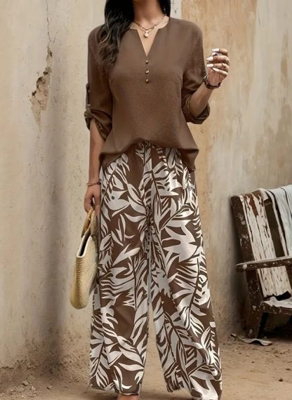 Tropical Printed Women's Casual Suit - Image 5