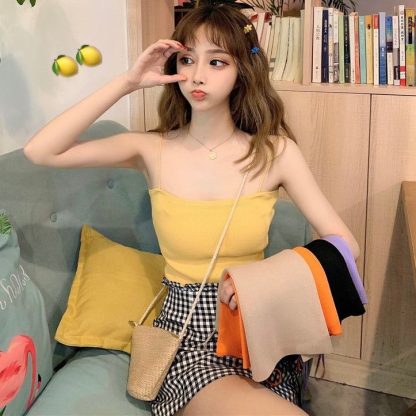 Knitted Spaghetti Straps Outerwear Slimming Inner Vest - Image 2