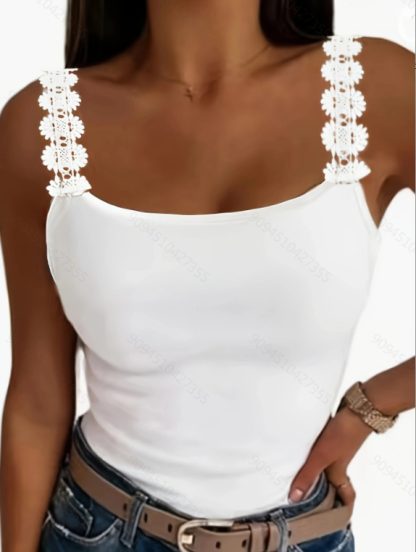 Lace Stitching Fashion Spring And Summer Solid Color Loose Vest - Image 8