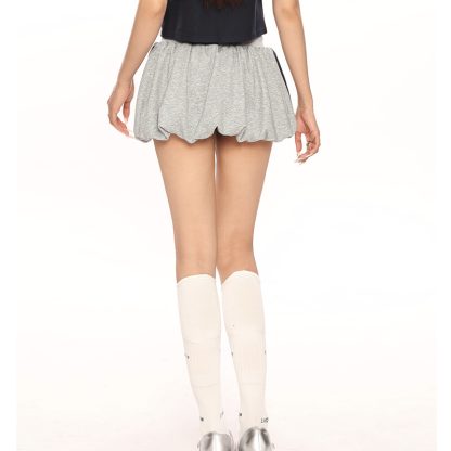 Women's Solid Color Casual Knitted Flower Bud Short Skirt - Image 6