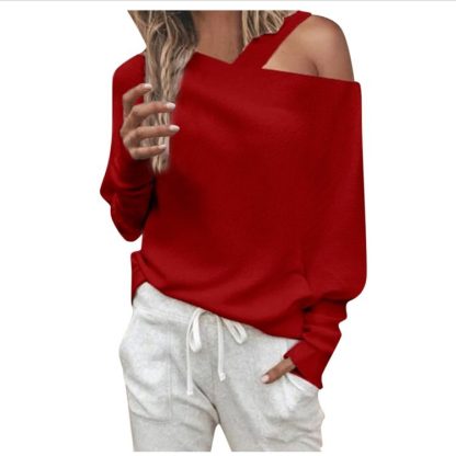Off-shoulder Raglan Top T-shirt Women's Clothing - Image 4
