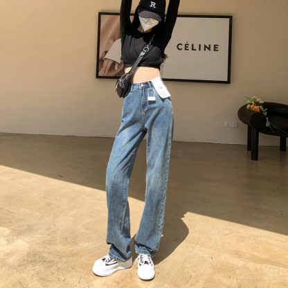 Plus Size Wide Legs Jeans For Women Autumn And Winter - Image 2