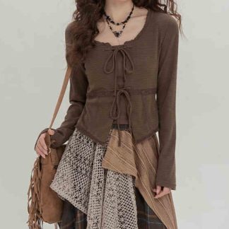 Retro Minority Irregular Plaid A- Line Skirt Women