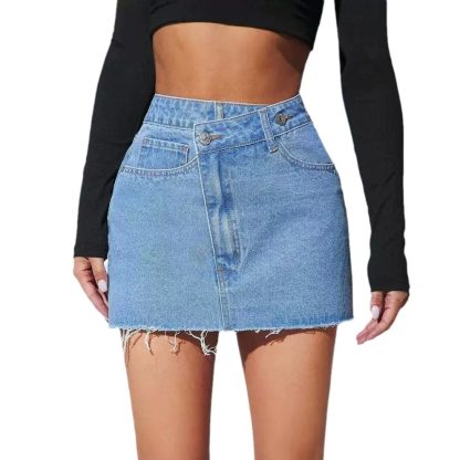 Short Fashion Irregular Denim Short Skirt - Image 5