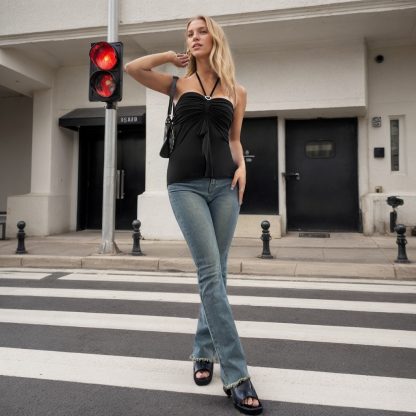 Women's Halterneck T-shirt Backless Sleeveless Top - Image 5