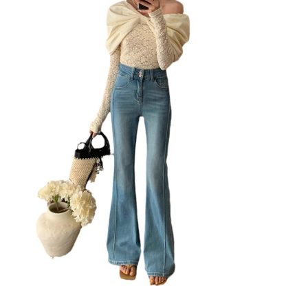 Women's High Waist Stretch Slim Bell-bottom Pants - Image 5