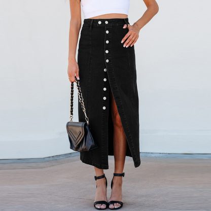 Women's Button Irregular Slit Midi Dress
