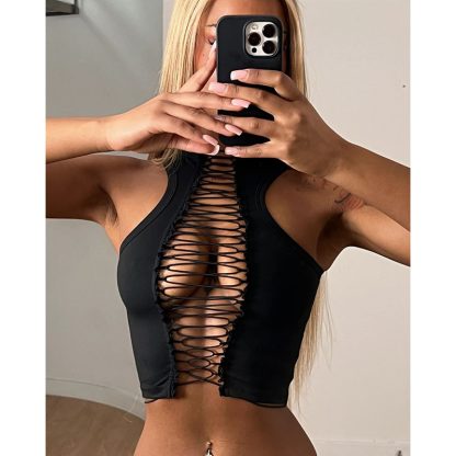 Sexy Cropped Sleeveless Top - Image 2