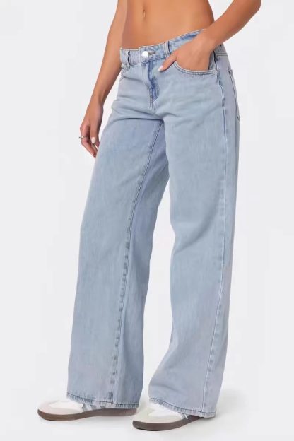 European And American Hot Girl Fashionable Simple Low Waist Wide Leg Jeans - Image 6