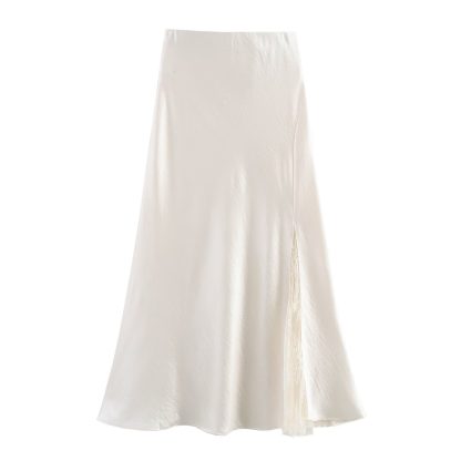 One-side Lace Satin Fishtail Skirt Long Skirt - Image 6