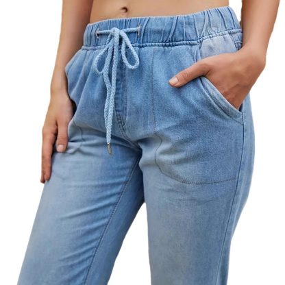 Elastic Waistband Jeans For Women - Image 5