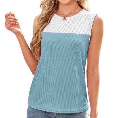 Round Neck Multicolor Sleeveless Top For Short Sleeve Vest Women - Image 5