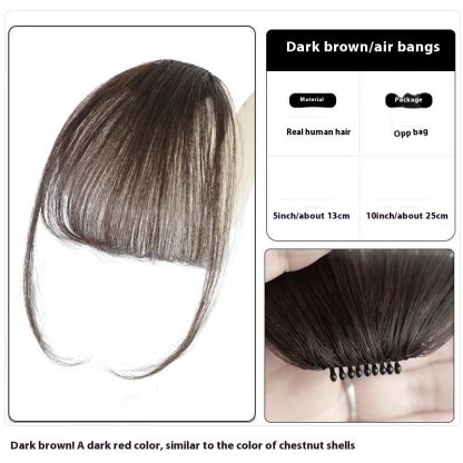Women's Air Natural Forehead Invisible Seamless Hair-free Seam Full Real Bangs Wig Set - Image 7