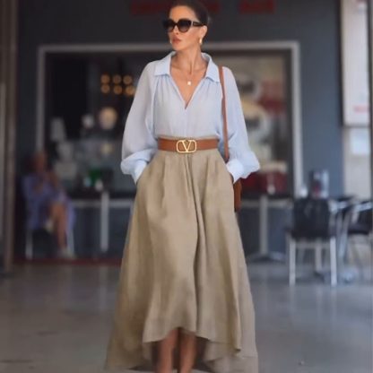 Autumn New Fashion Simple Pure Color All-matching Temperament Skirt - Image 3