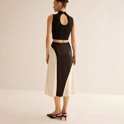 Color Contrast Patchwork Leisure Women's Skirt - Image 3