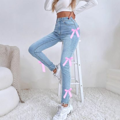 Women's Leggings Bow Stretch Jeans - Image 2