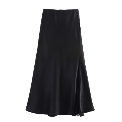One-side Lace Satin Fishtail Skirt Long Skirt - Image 3