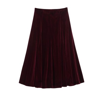 European And American Fashion Velvet Temperament Wave Skirt - Image 2