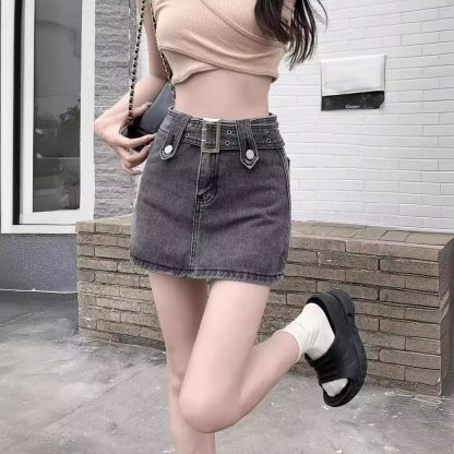 European And American Hot Girls Denim Pantskirt Anti-exposure A- Line Sheath - Image 4
