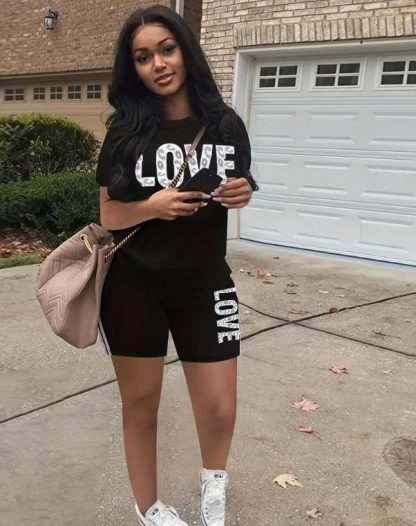 Love Print Casual Two-piece Set - Image 4