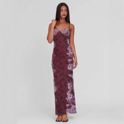 Slim-fit Contrast Colors Backless Sling Dress - Image 7