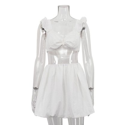 White Sleeveless Camisole High Waist Short Skirt Two-piece Set - Image 5