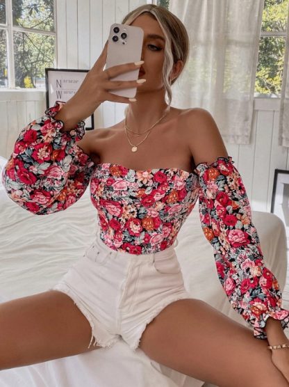 Women's Printed Casual Off-the-shoulder Dress - Image 3