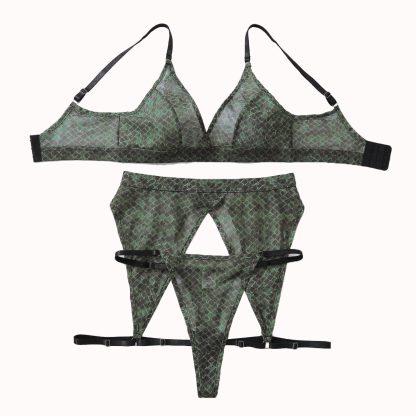 Hollow Out See-through Backless Fashion Color Contrast Three-piece Set - Image 5