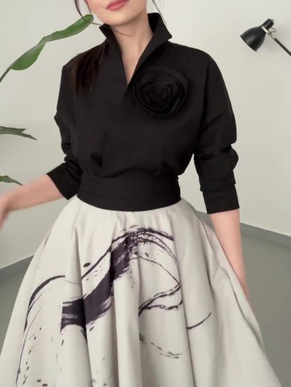 Vintage Three-layer Tulle Print Skirt - Image 3