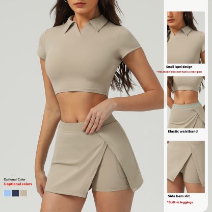 Short-sleeved Shirt Running Anti-emptied Pantskirt Two-piece Suit - Image 2