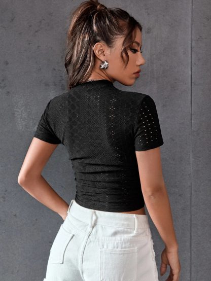 Short New Slim T-shirt Solid Color Women - Image 8