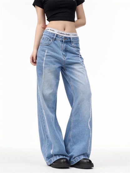 Female American Retro Personalized Split Wide Leg Pants - Image 5