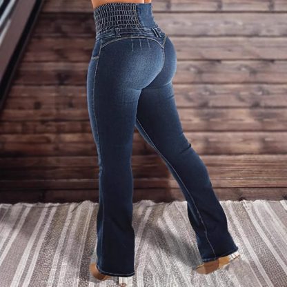 Women's Stretch Button Denim Pants - Image 2