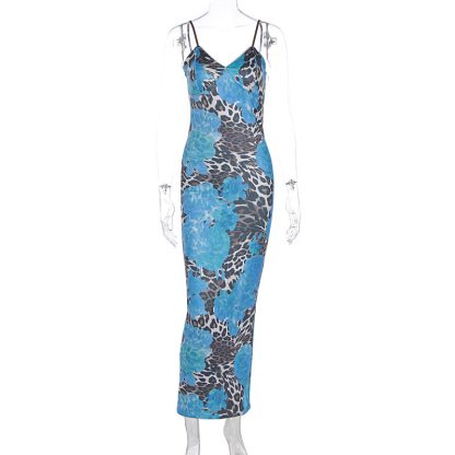 Slim-fit Contrast Colors Backless Sling Dress - Image 6